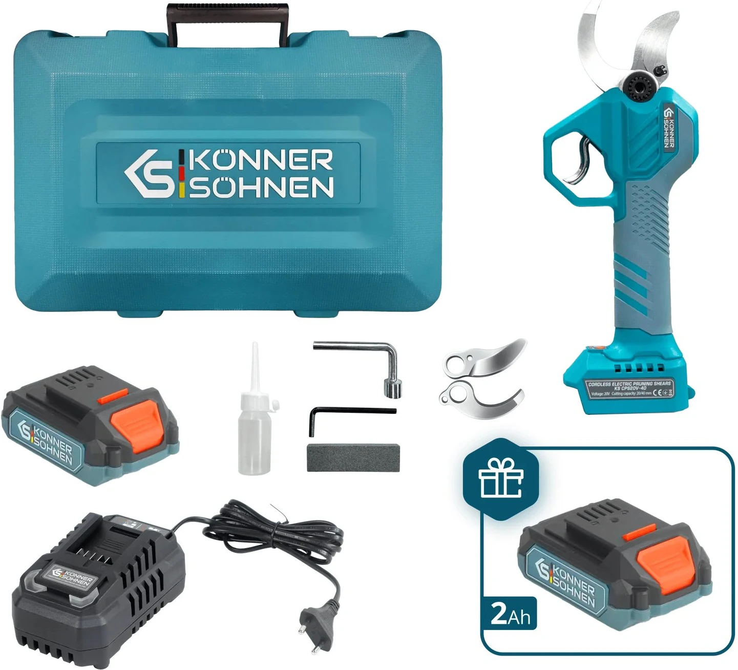 Секатор аккумуляторный Konner&Sohnen KSCPS20V-40CASEPLUS